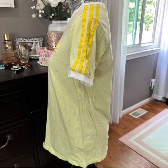 Adidas Originals 3-Stripes Trefoil Ringer Tee Yellow White T-Shirt Size Medium - Picture 6 of 13